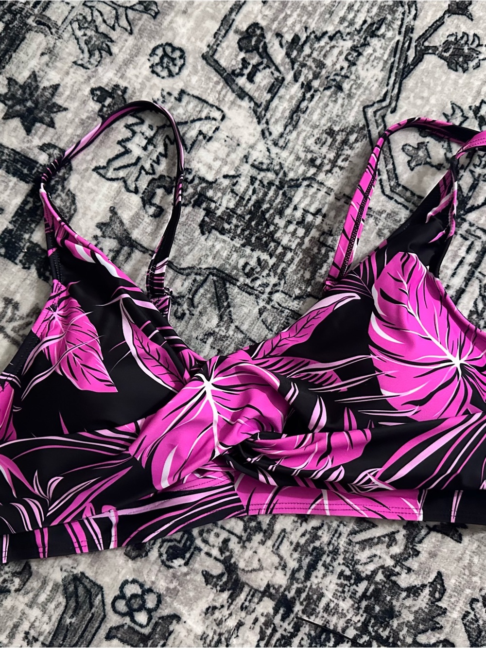 Women's Pink Floral Twist-Front Bralette